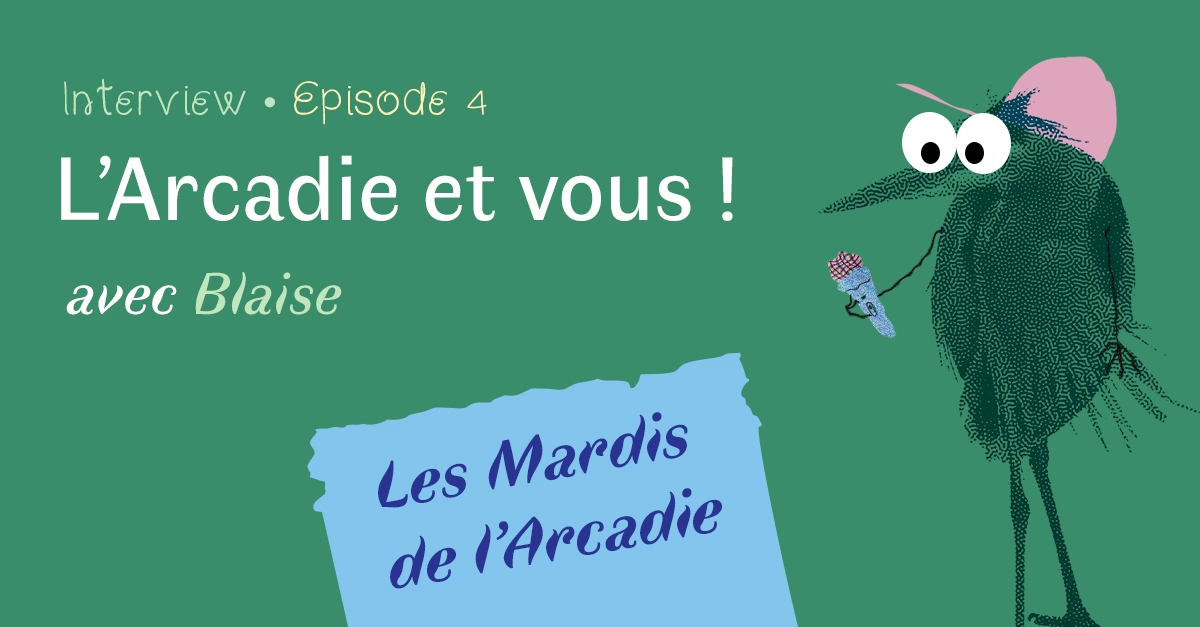 Héron avec des yeux BD qui tient un micro