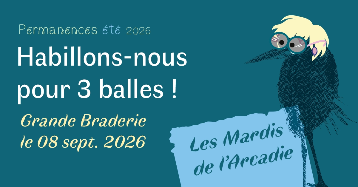 Héron avec des yeux BD et des cheveux jaunes avec boucle d’oreille, les Mardis de l’Arcadie